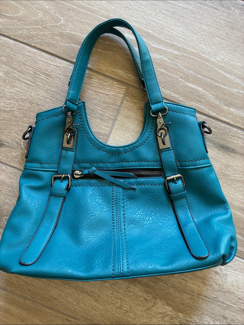 Black Rivet Teal Structured Tote Handbag - Women's Casual Shoulder Bag